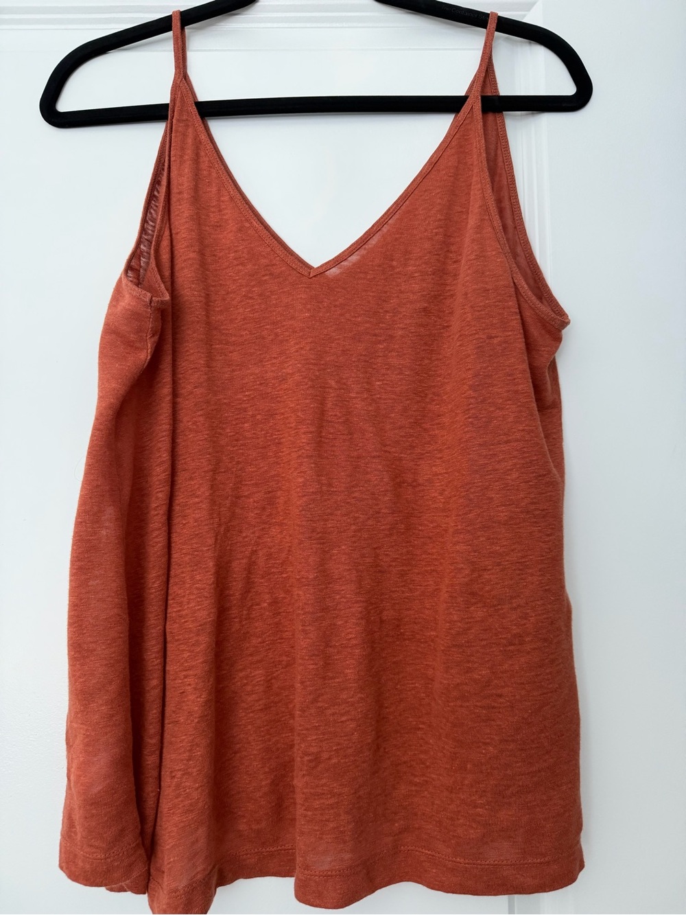 LOFT Rust linen V-Neck Spaghetti Strap Tank
